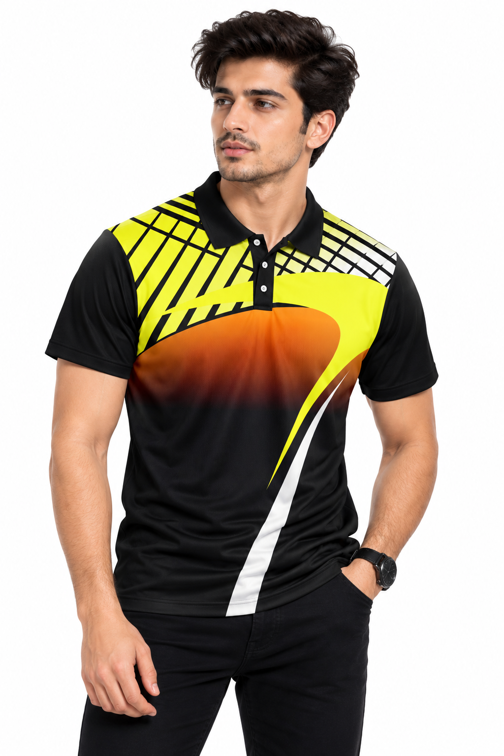 Warmbull B401 Yellow Black Poly Blend Polo T-Shirt | S-3XL