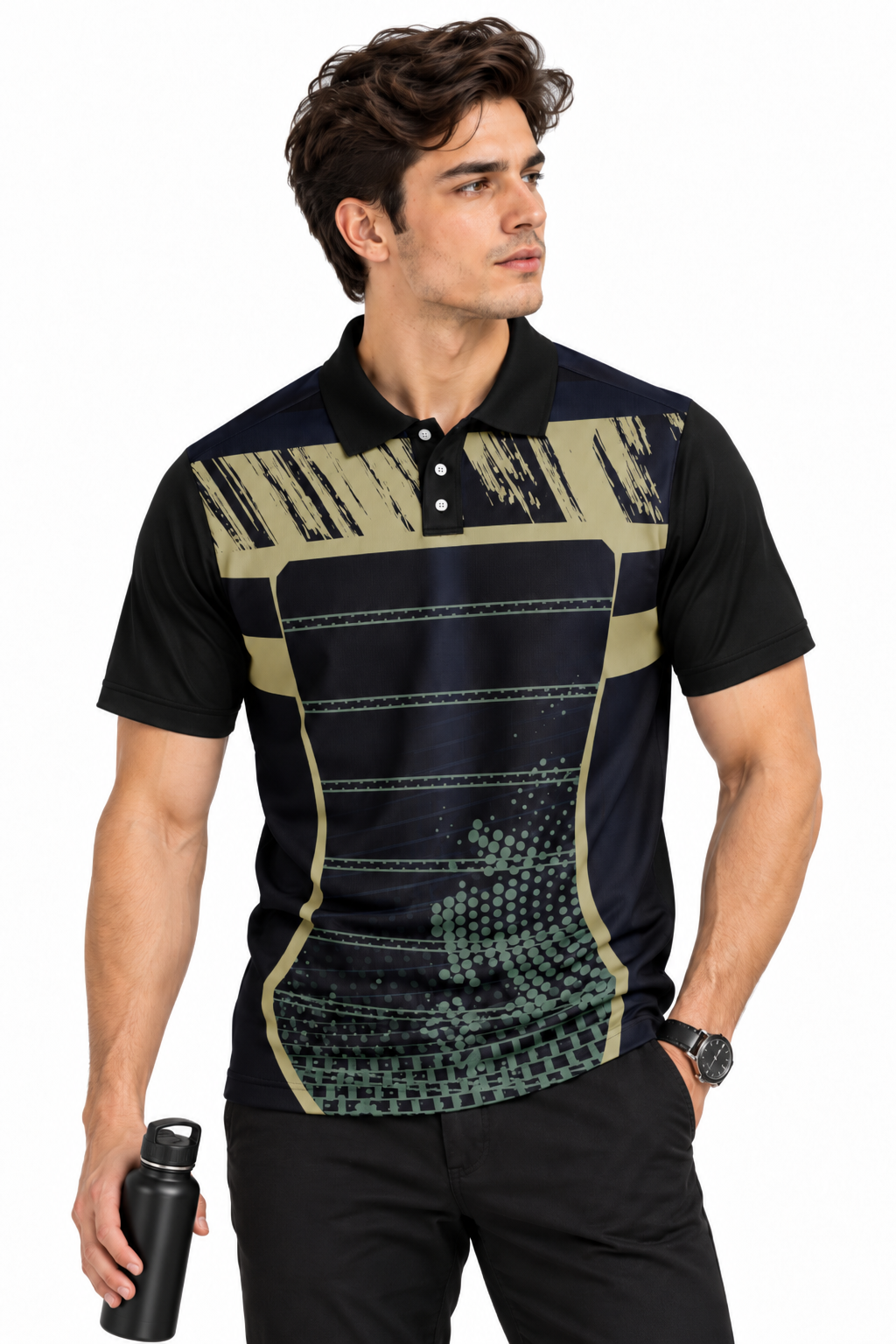 Warmbull B200 Black Beige Poly Blend Polo T-Shirt | S-3XL