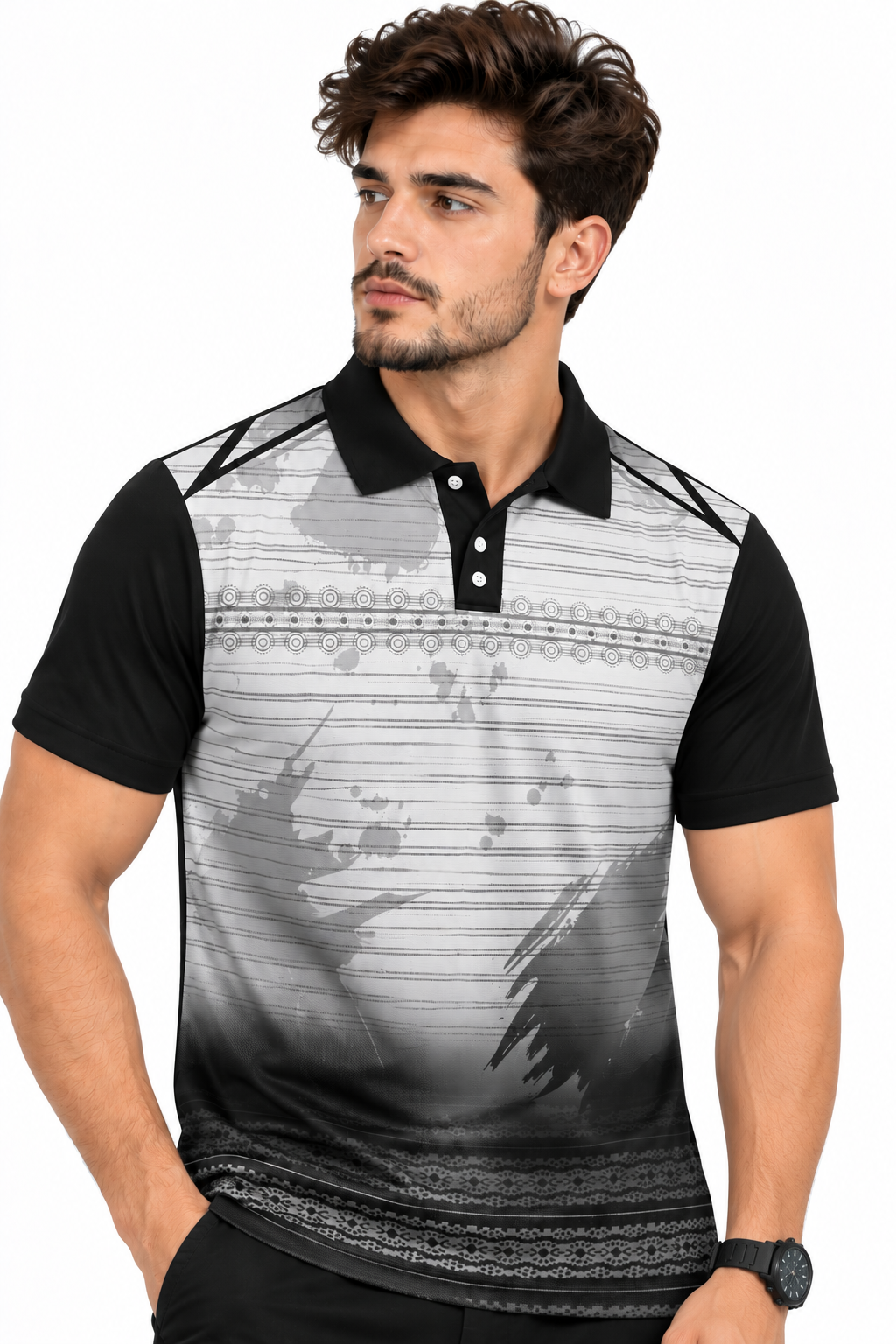 Warmbull B168 Grey Black Poly Blend Polo T-Shirt | S-3XL
