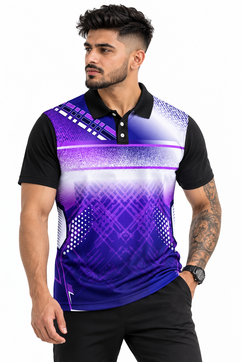 Warmbull Purple Matrix Poly Blend Polo T-Shirt for Men | S-3XL