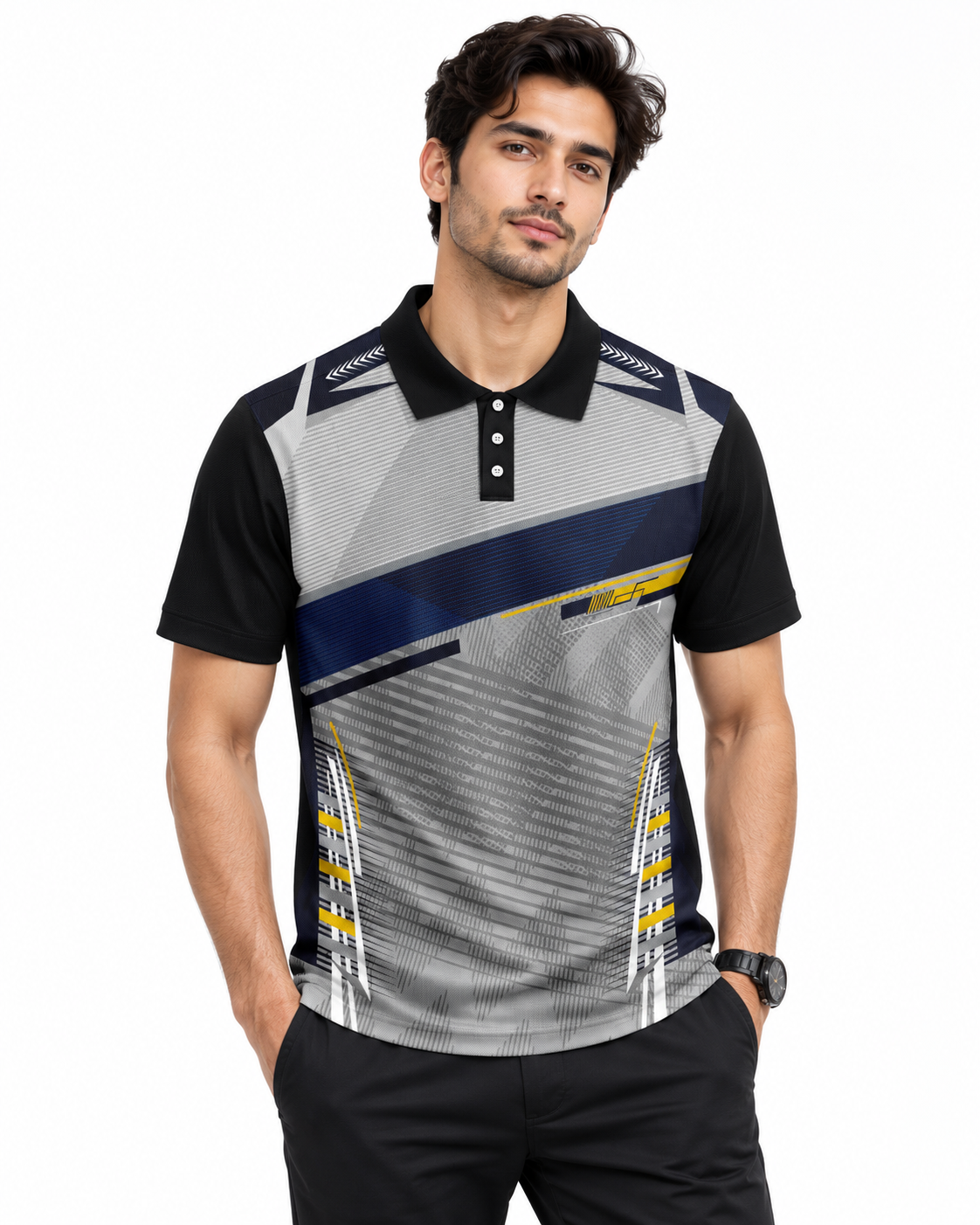 Warmbull B198 Grey Navy Poly Blend Polo T-Shirt | S-3XL