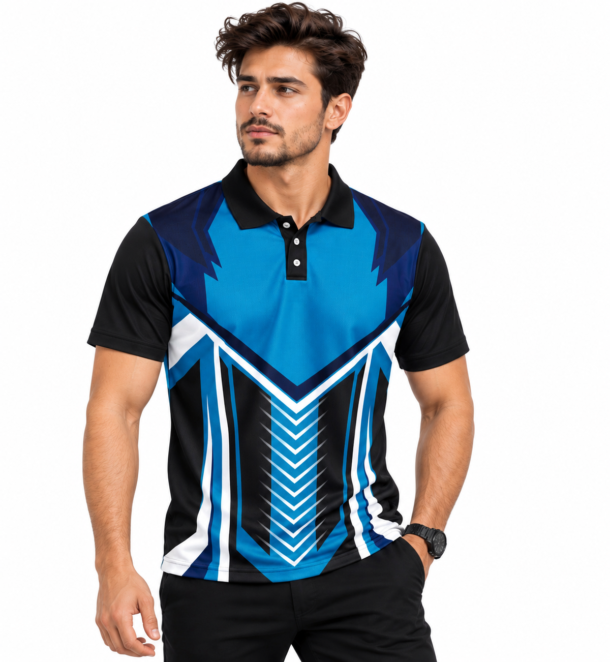Warmbull B403 Blue Black Poly Blend Polo T-Shirt | S-3XL