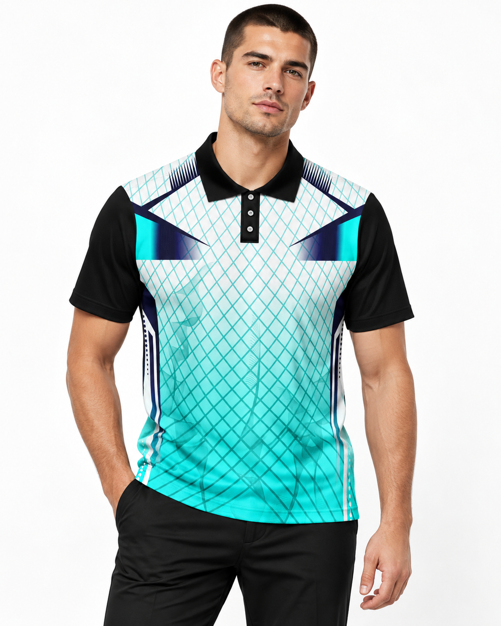 Warmbull B422 Aqua White Poly Blend Polo T-Shirt | S-3XL