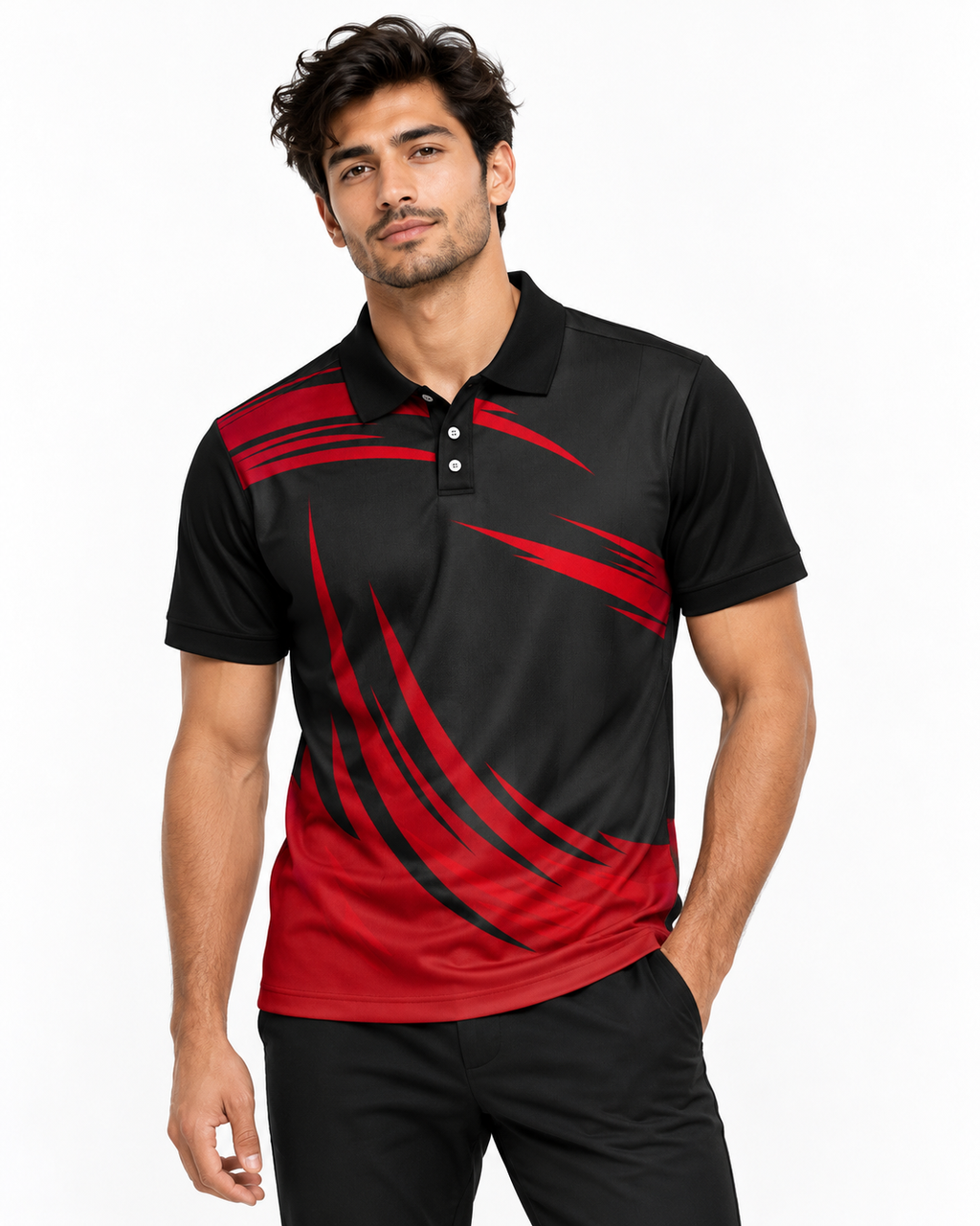 Warmbull B411 Black Red Poly Blend Polo T-Shirt | S-3XL