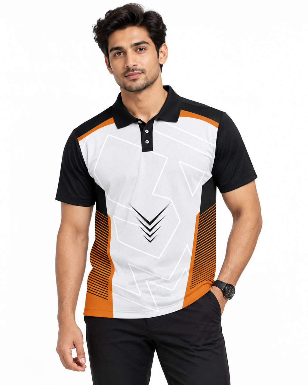 Warmbull B416 White Orange Poly Blend Polo T-Shirt | S-3XL