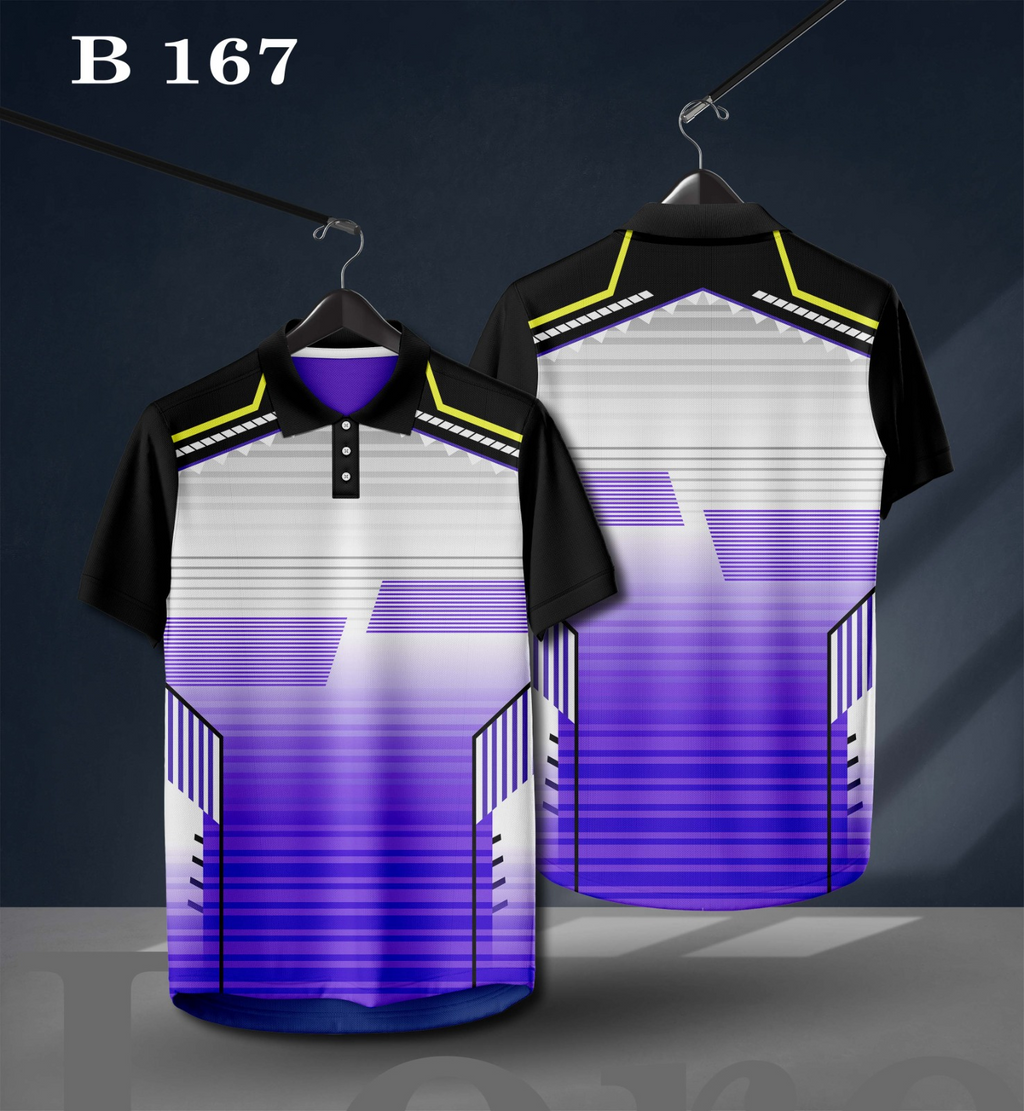 Warmbull B167 White Purple Poly Blend Polo T-Shirt | S-3XL