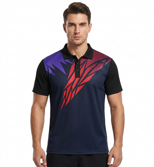 B 410 Graphic Polo Shirt | Red, Blue & Black Casual Polo