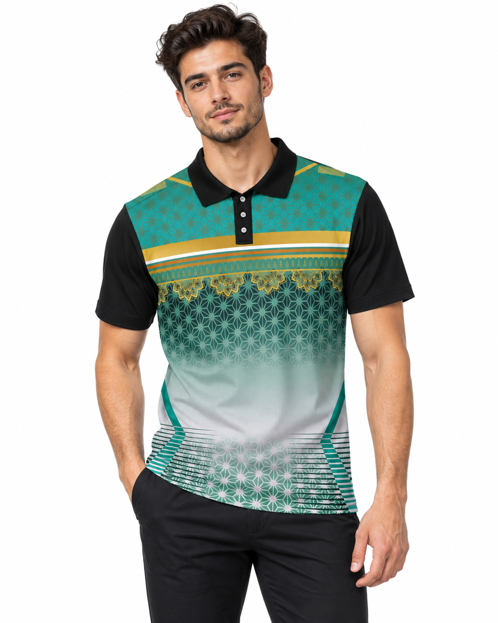 Warmbull B195 Emerald Green Gold Poly Blend Polo T-Shirt | S-3XL