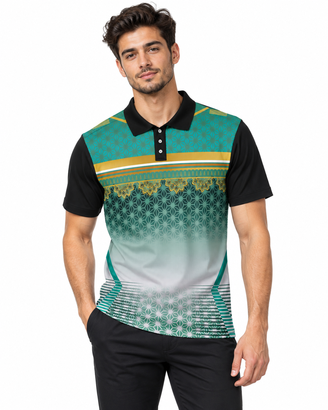 Warmbull B195 Emerald Green Gold Poly Blend Polo T-Shirt | S-3XL