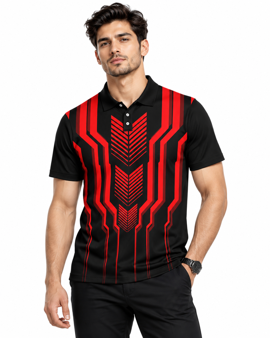 Warmbull B207 Black Red Poly Blend Polo T-Shirt | S-3XL