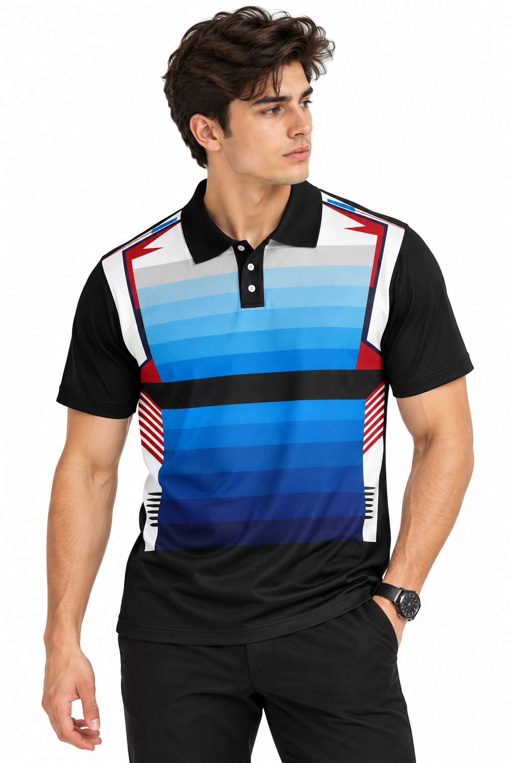 Warmbull B196 Blue White Poly Blend Polo T-Shirt | S-3XL