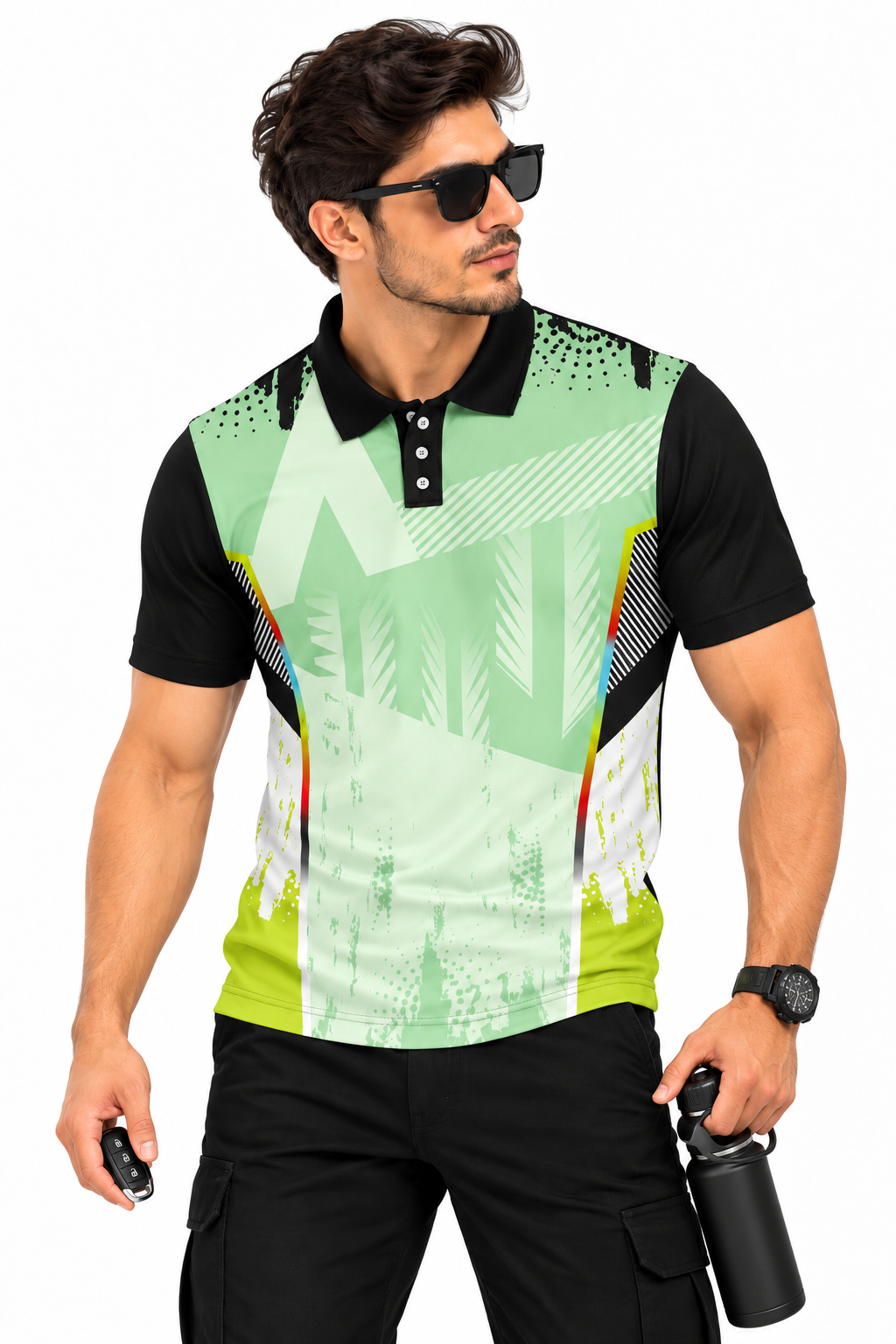 Warmbull B215 Mint Green Black Poly Blend Polo T-Shirt | S-3XL