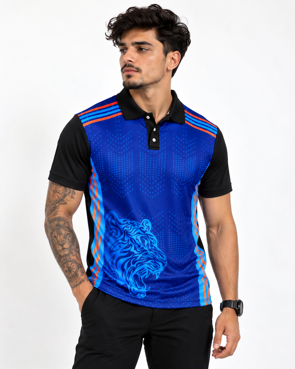 Warmbull B166 Royal Blue Tiger Poly Blend Polo T-Shirt | S-3XL