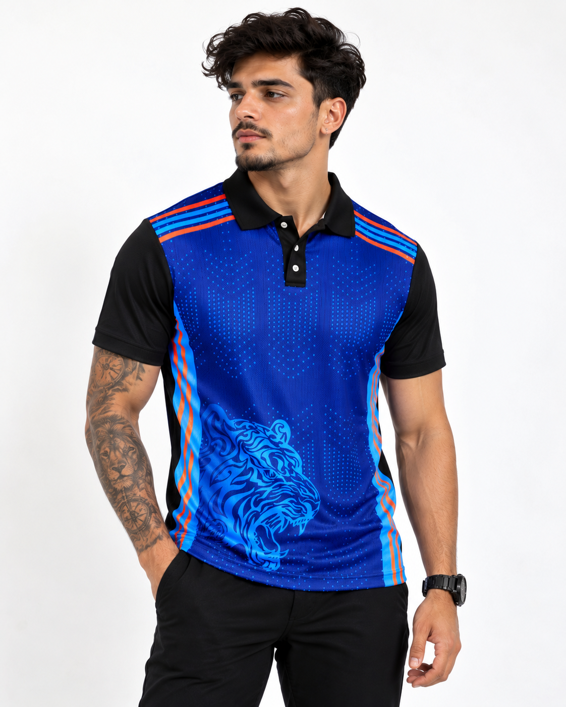 Warmbull B166 Royal Blue Tiger Poly Blend Polo T-Shirt | S-3XL