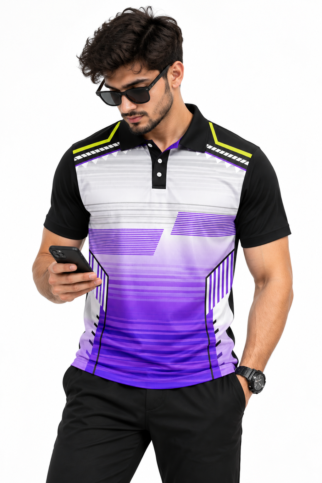 Warmbull B167 White Purple Poly Blend Polo T-Shirt | S-3XL
