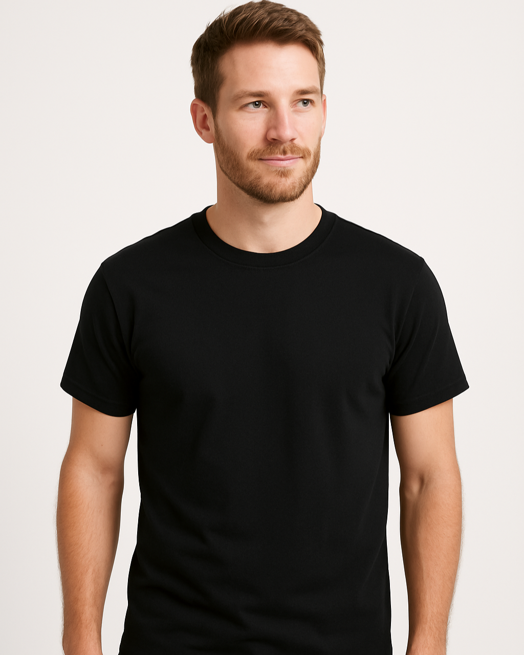 Classic Black 100% Cotton Round Neck T-Shirt