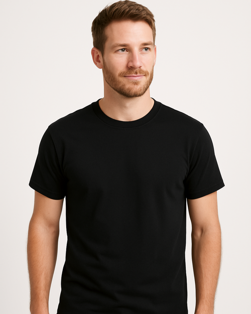 Classic Black 100% Cotton Round Neck T-Shirt