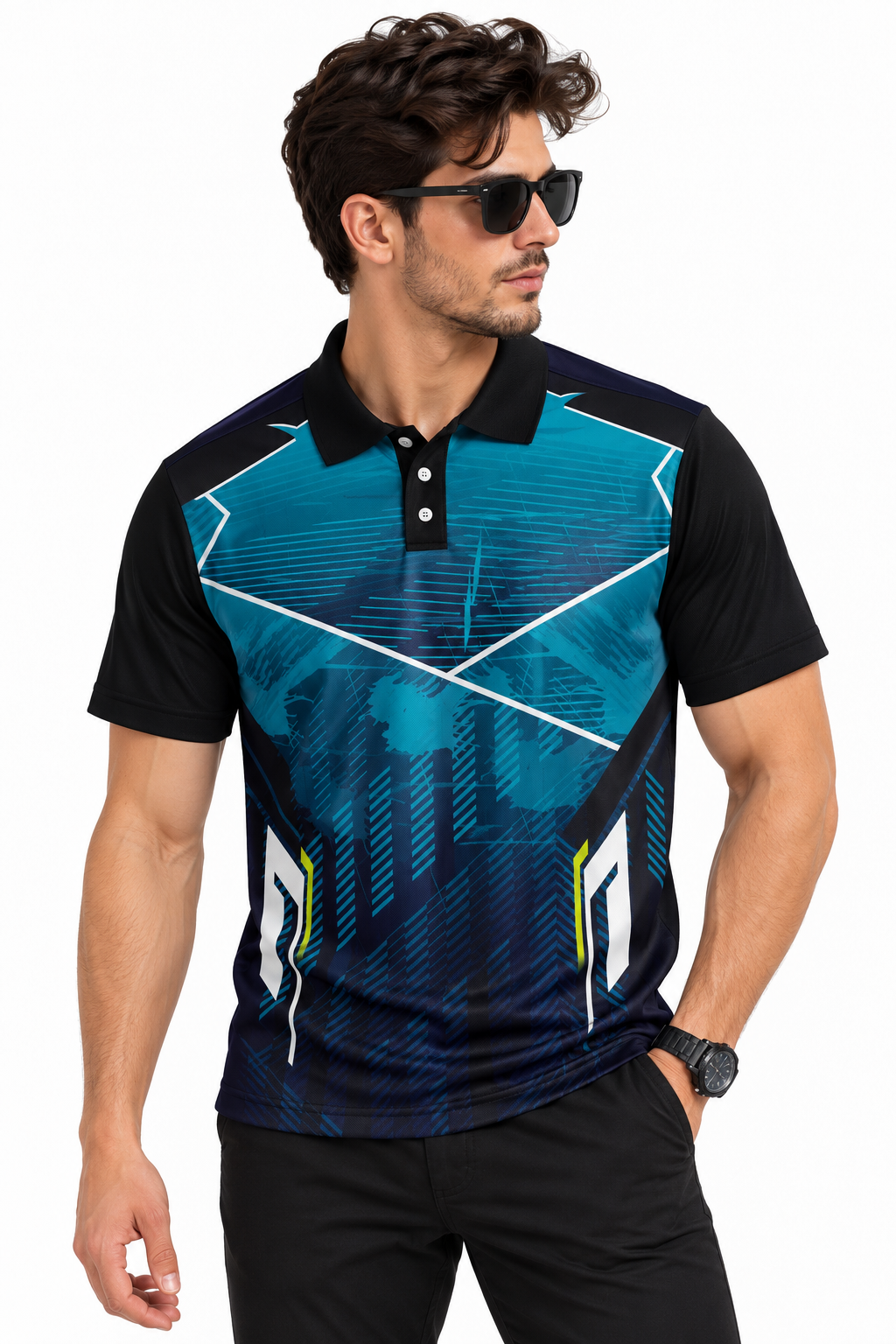 Warmbull B202 Navy Sky Blue Poly Blend Polo T-Shirt | S-3XL