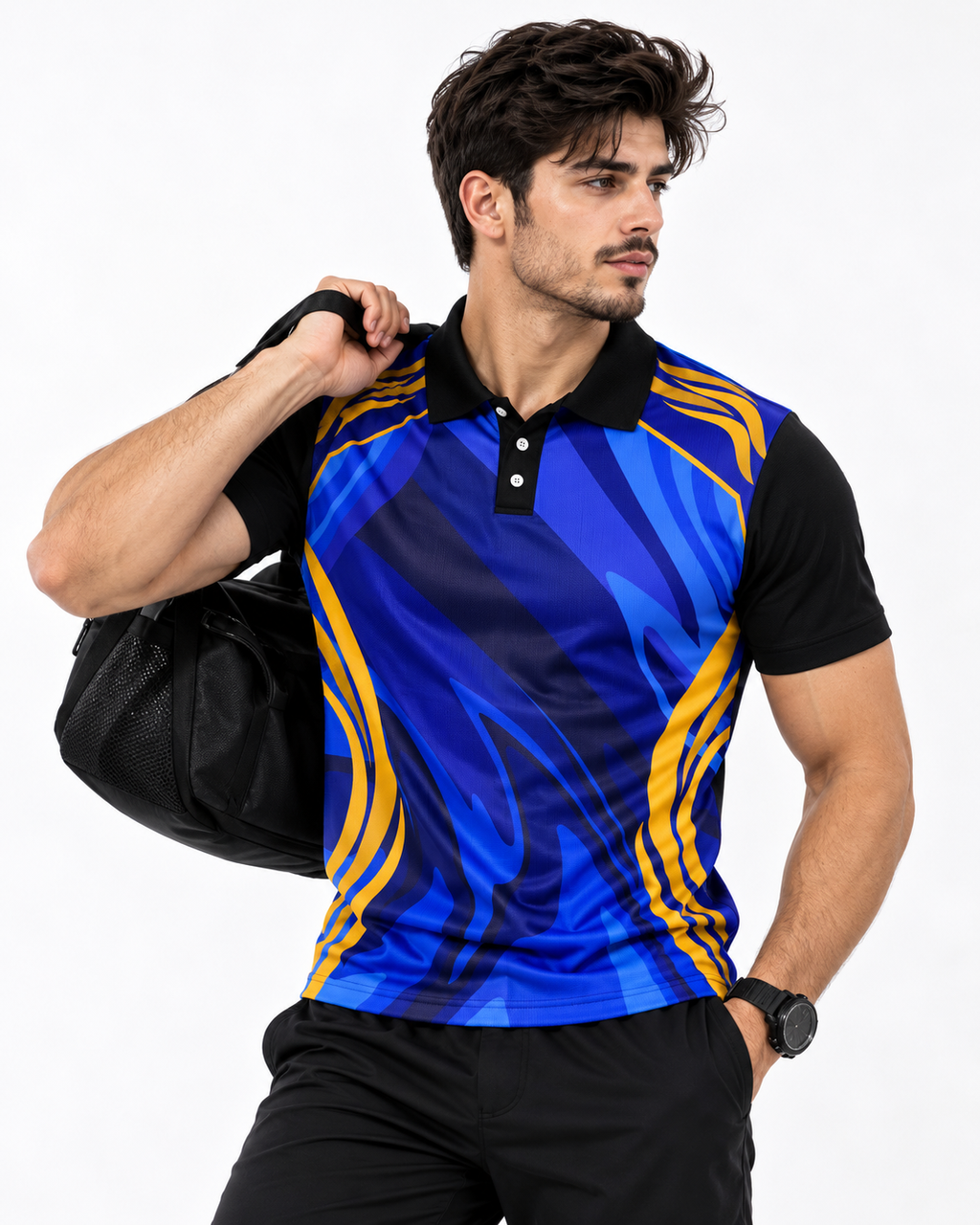 Warmbull B159 Royal Blue Gold Poly Blend Polo T-Shirt | S-3XL