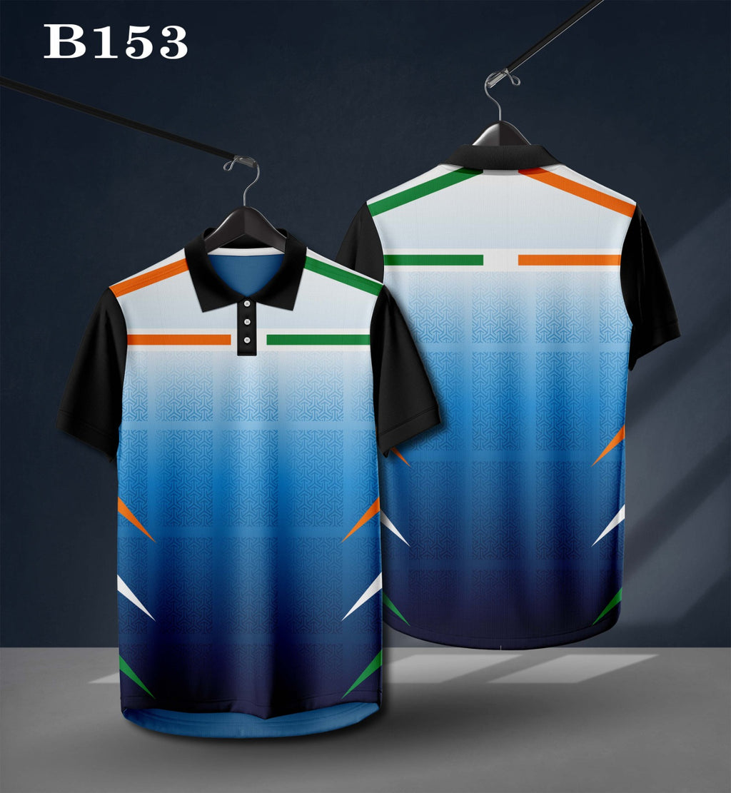 Warmbull Men's Blue Tricolor Poly Blend Polo T-Shirt | S-3XL