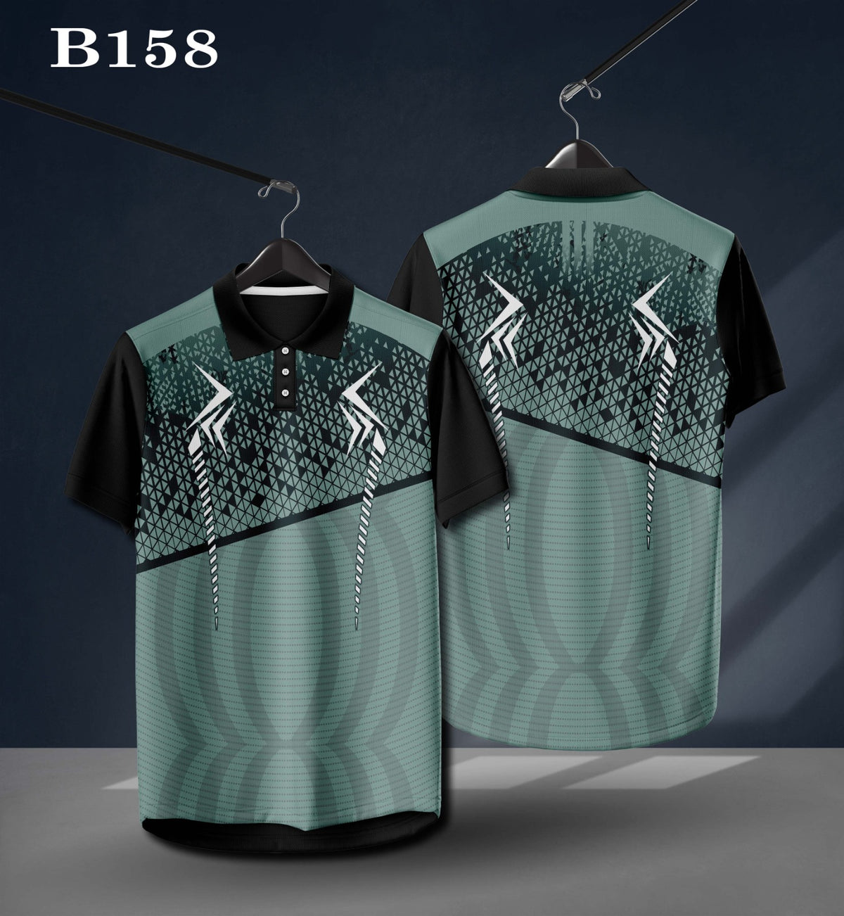 Warmbull B158 Sage Green Black Poly Blend Polo T-Shirt | S-3XL