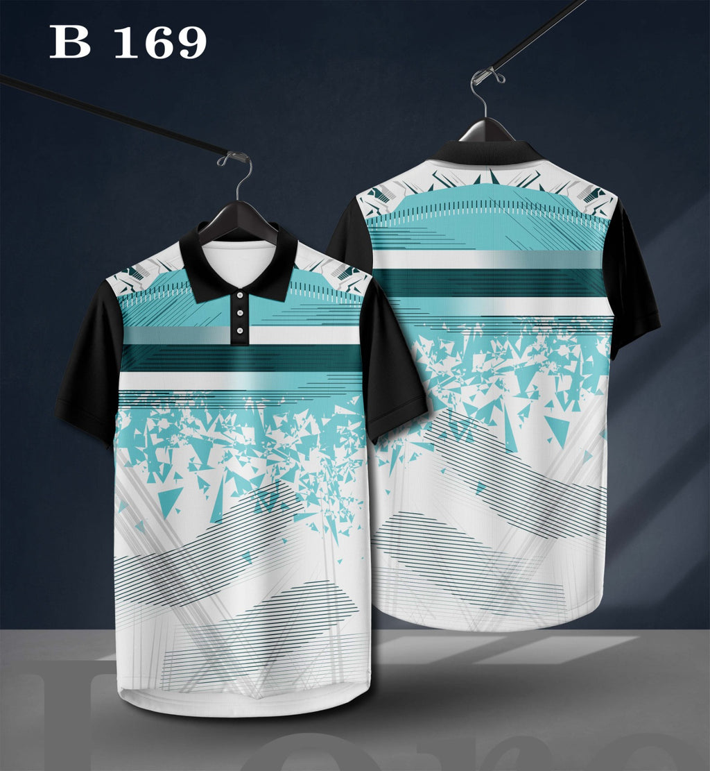 Warmbull Aqua Blue White Poly Blend Polo T-Shirt for Men | S-3XL