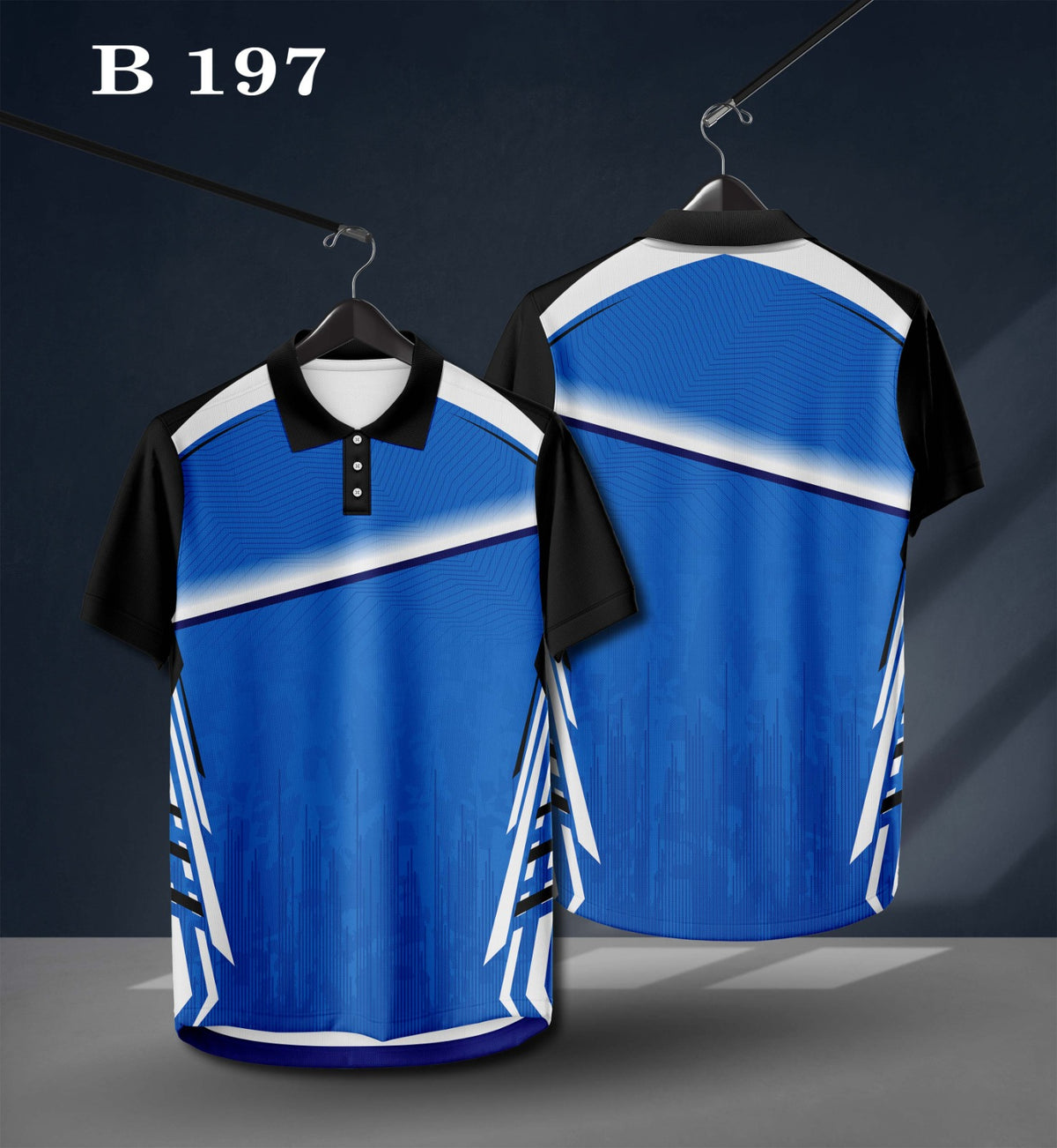 Warmbull B197 Royal Blue Black Poly Blend Polo T-Shirt | S-3XL