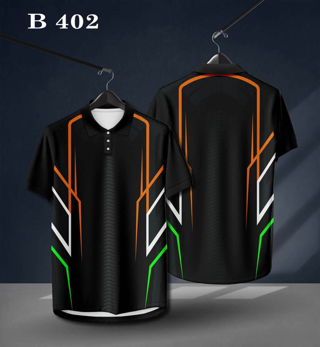 Warmbull B402 Black Orange Green Poly Blend Polo T-Shirt | S-3XL