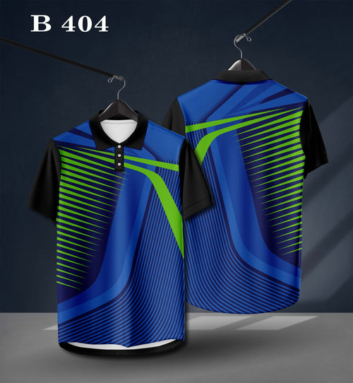 B404 Men's Blue, Green & Black Polo Sports T-Shirt