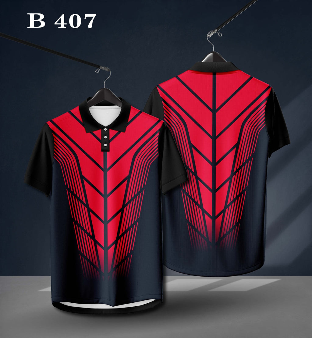 Warmbull B407 Red & Black Poly Blend Polo T-Shirt for Men