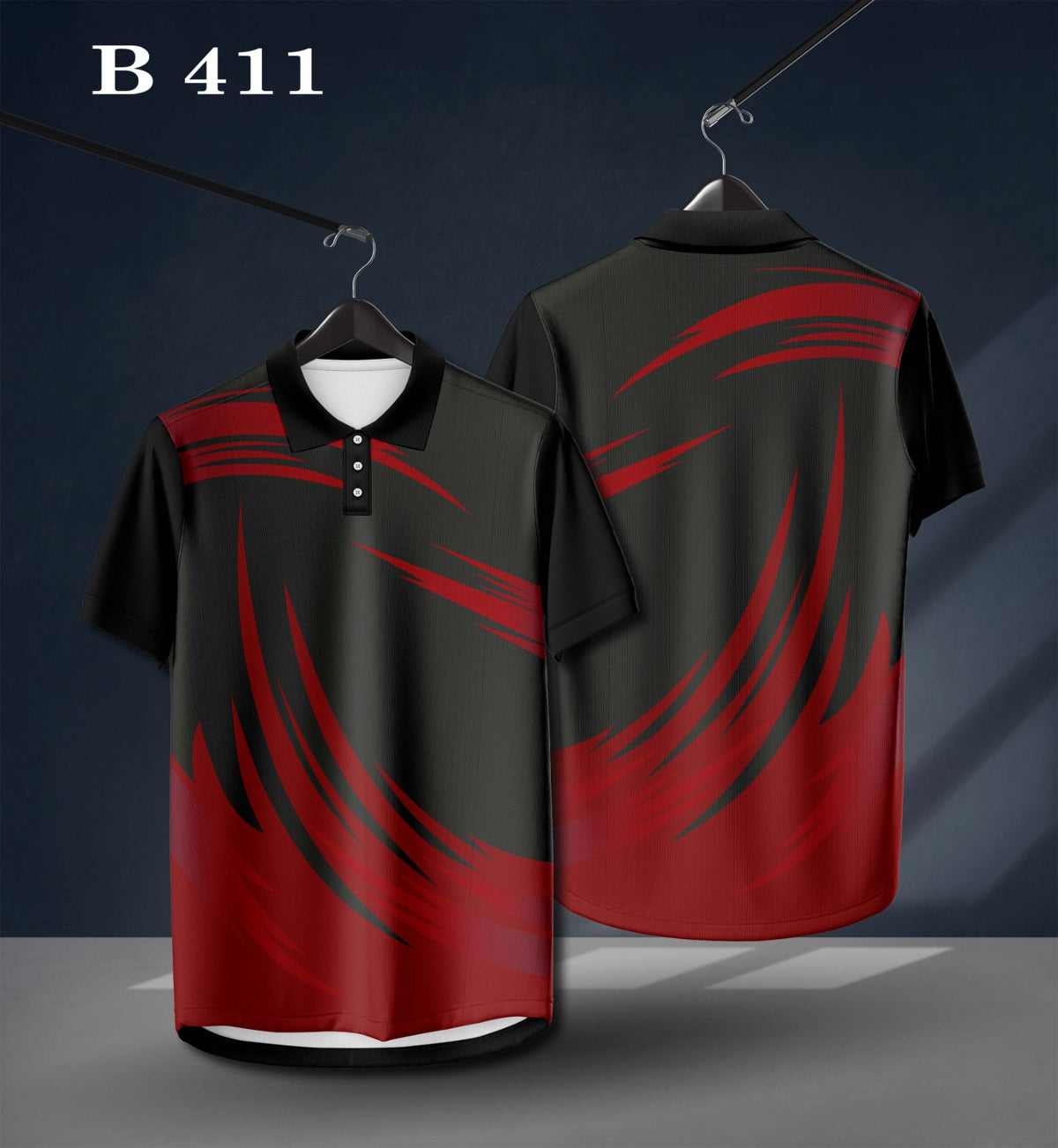 Warmbull B411 Black Red Poly Blend Polo T-Shirt | S-3XL