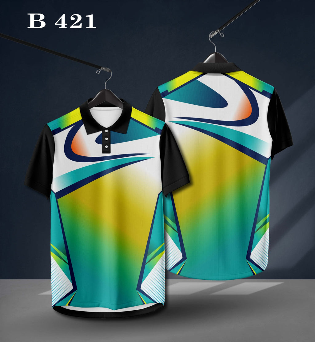 Warmbull B421 Teal Lime White Poly Blend Polo T-Shirt | S-3XL