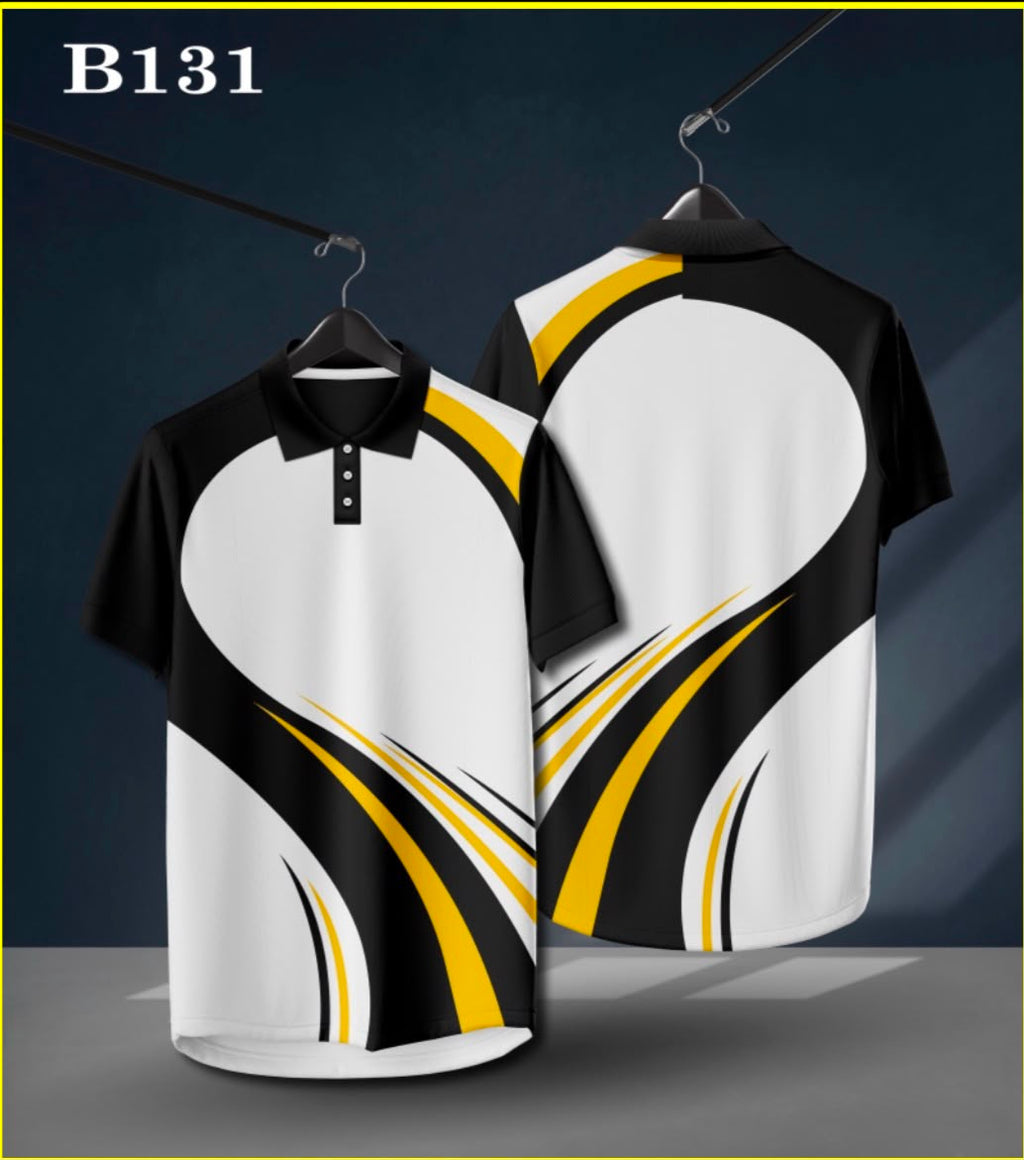 Warmbull Men's Black White Yellow Poly Blend Polo T-Shirt | S-5XL