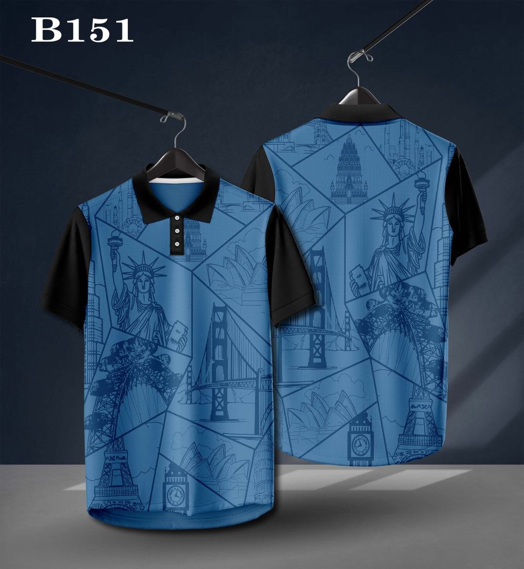 Warmbull Men's Blue Black Poly Blend Polo T-Shirt | S-3XL