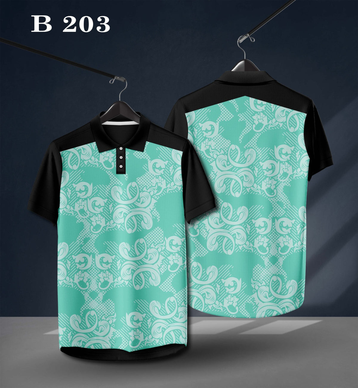 Warmbull B203 Aqua Mint Black Poly Blend Polo T-Shirt | S-3XL