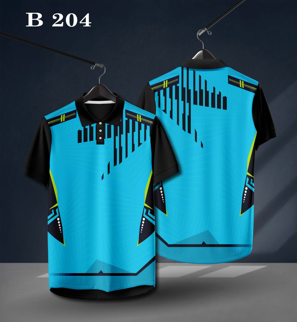 Warmbull B204 Cyan Black Poly Blend Polo T-Shirt | S-3XL
