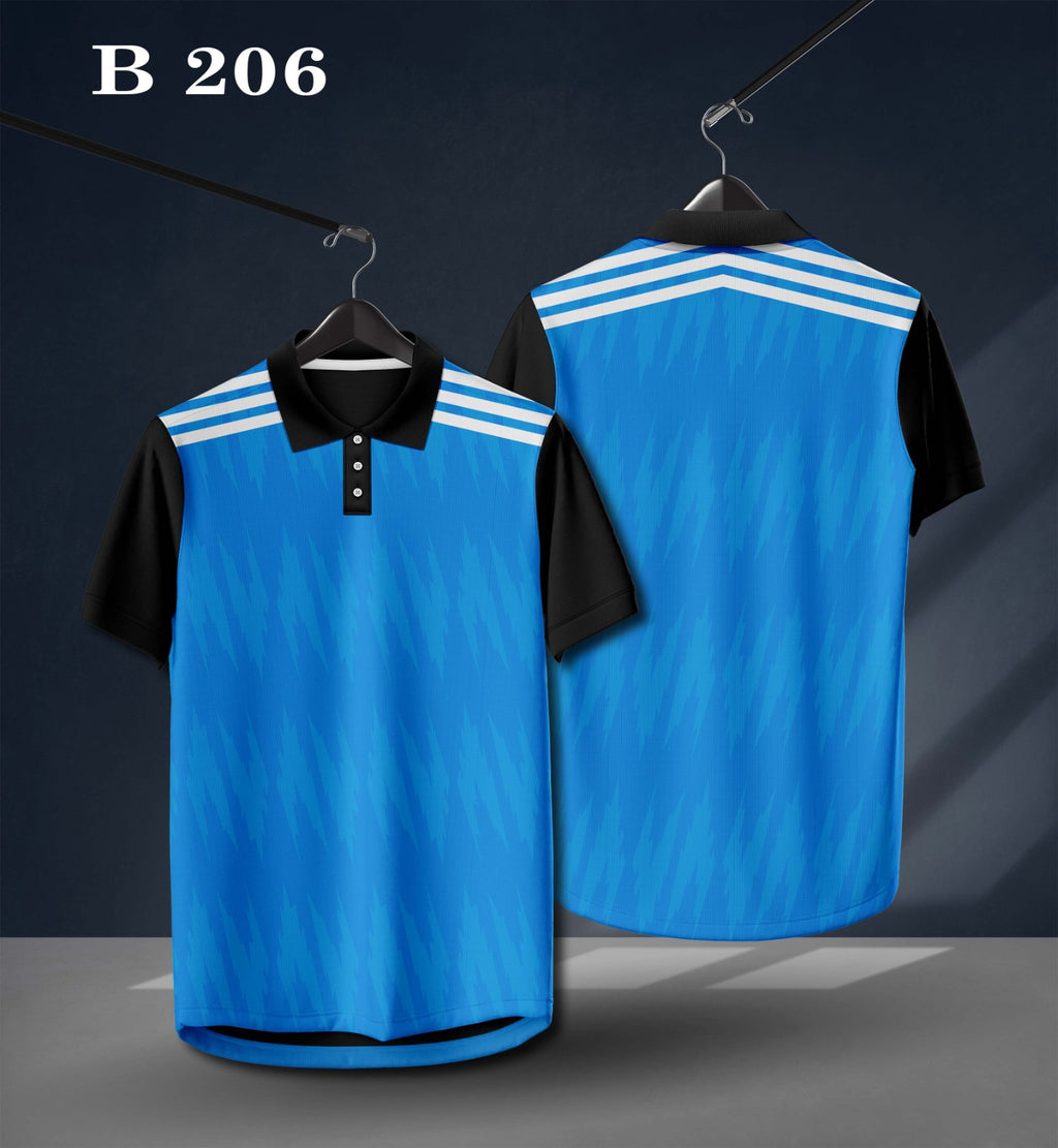 Warmbull B206 Sky Blue Black Poly Blend Polo T-Shirt | S-3XL