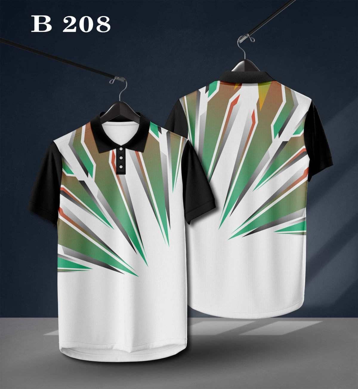 Warmbull White Green Black Poly Blend Polo T-Shirt | S-3XL