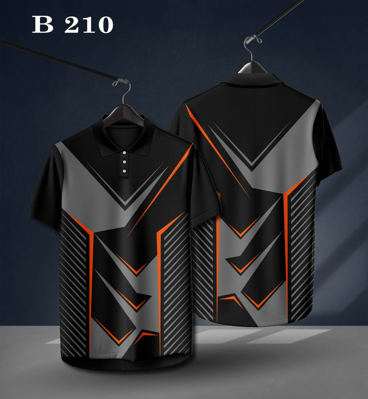 Warmbull B210 Black Grey Orange Poly Blend Polo T-Shirt | S-3XL