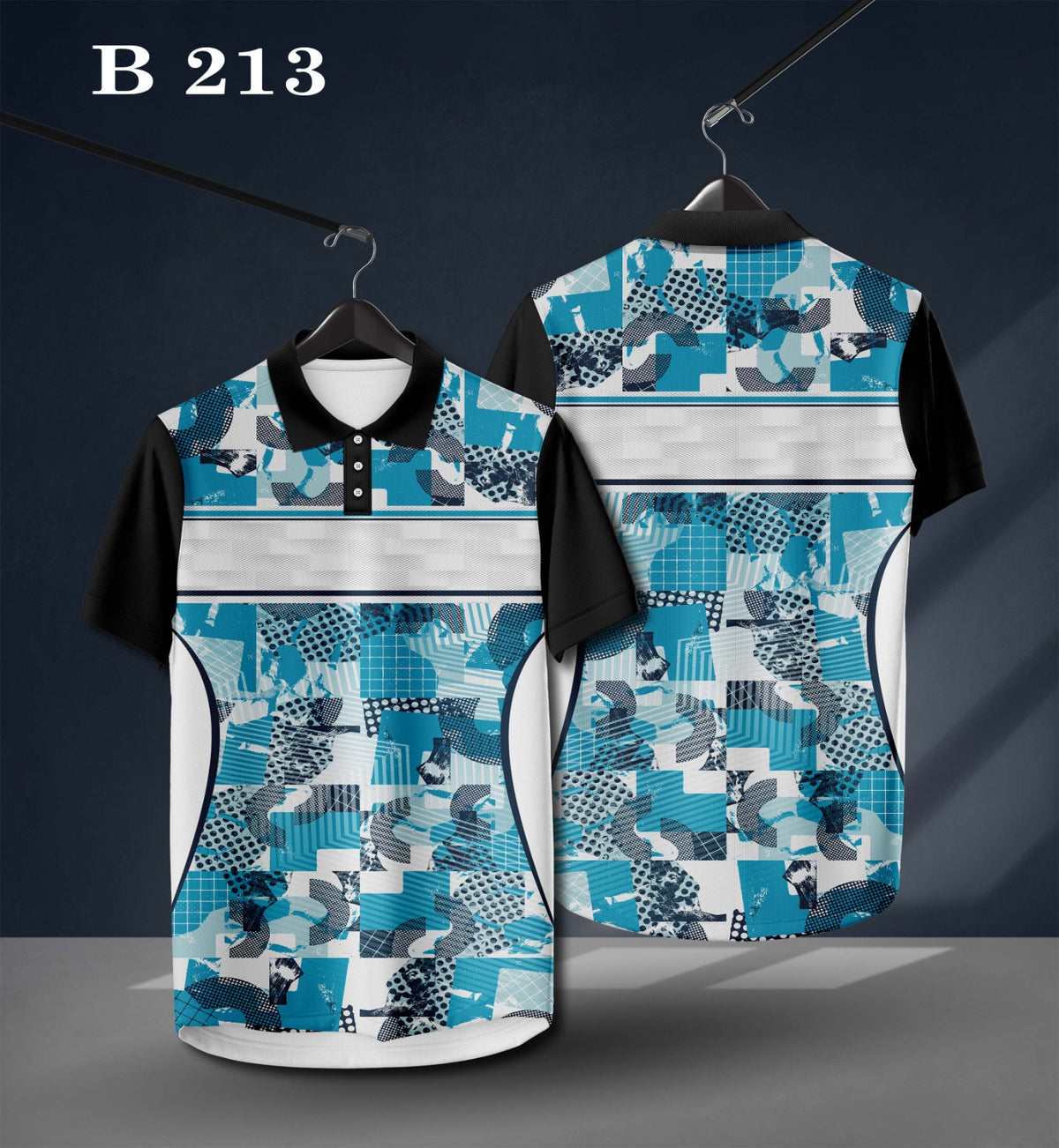 Warmbull B213 Aqua White Black Poly Blend Polo T-Shirt | S-3XL