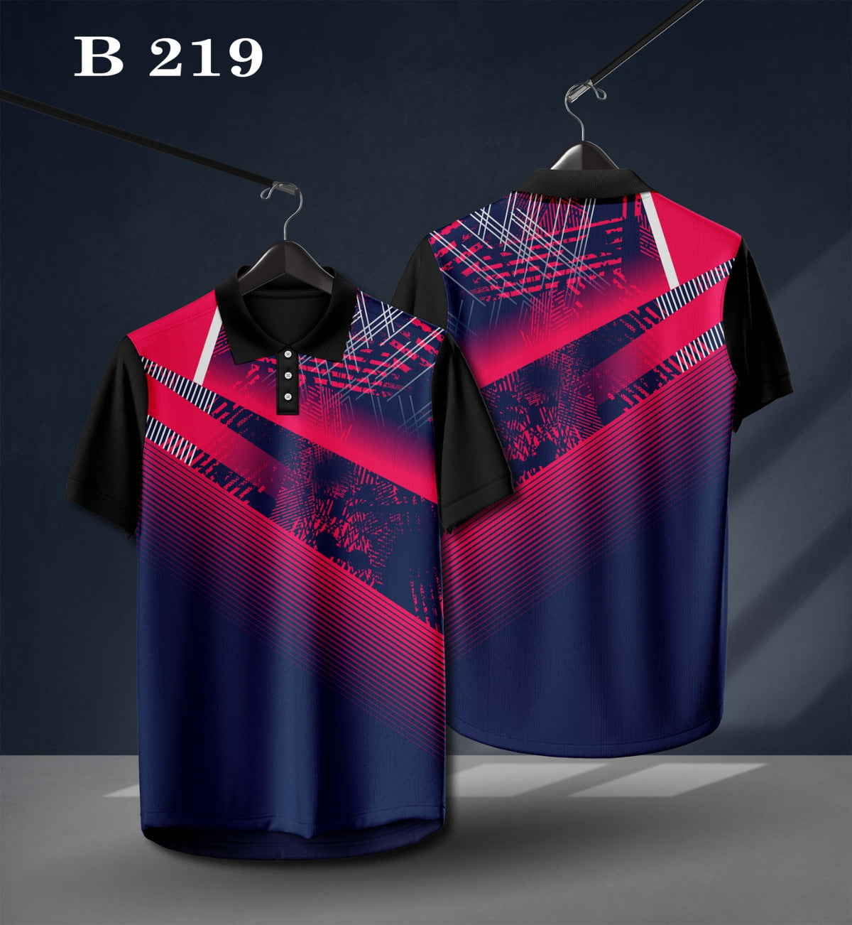Warmbull B219 Navy Pink Poly Blend Polo T-Shirt | S-3XL