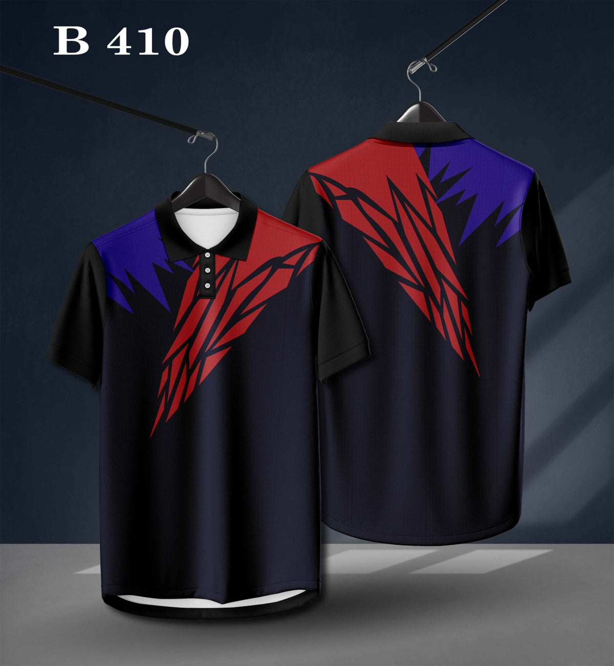 B 410 Graphic Polo Shirt | Red, Blue & Black Casual Polo